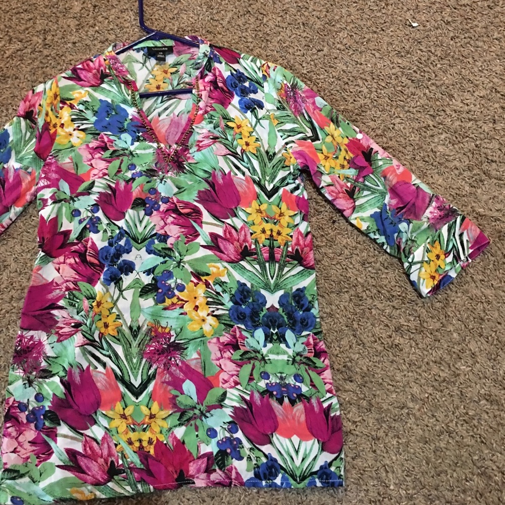 xs bright flowers tunic kurta top so pretty!