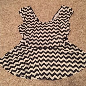 Black and white peplum top