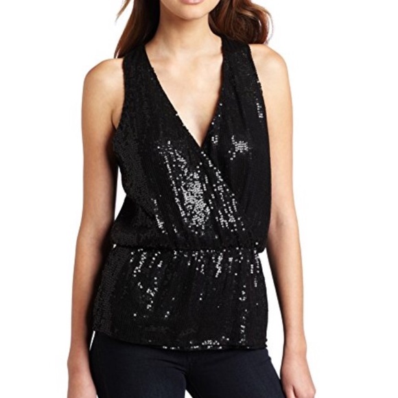 black sequin wrap top