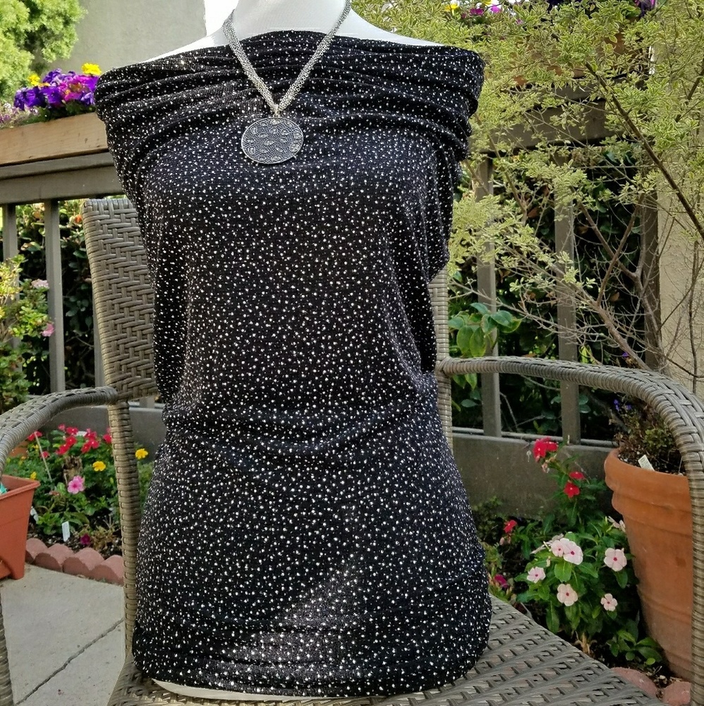 Lu by Lu Black cowl neck top NWT