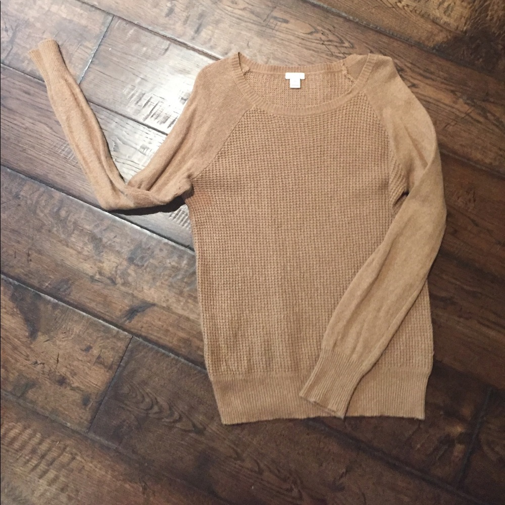 Brown J Crew Waffle Knit Sweater