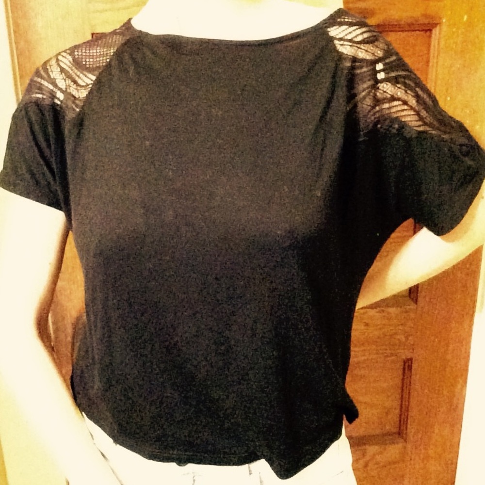 Black Nasty Gal T-Shirt With Lace Back