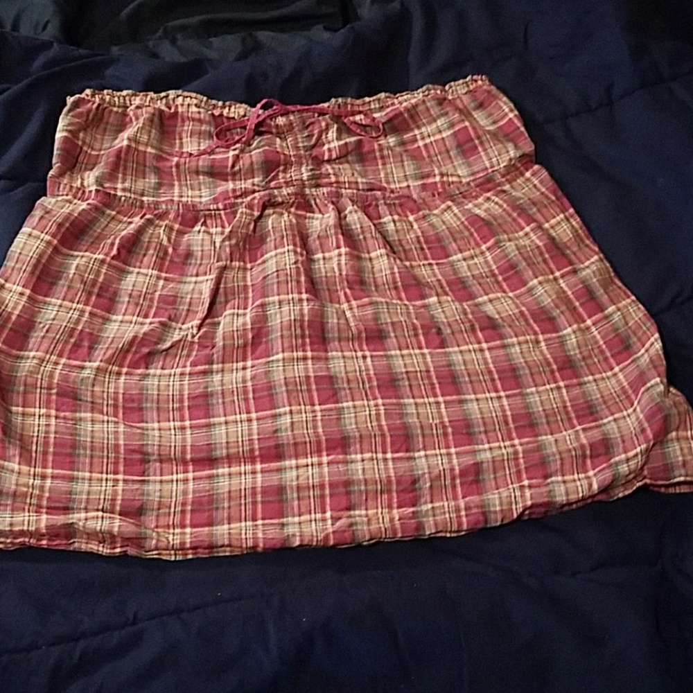 Purple plaid tube top
