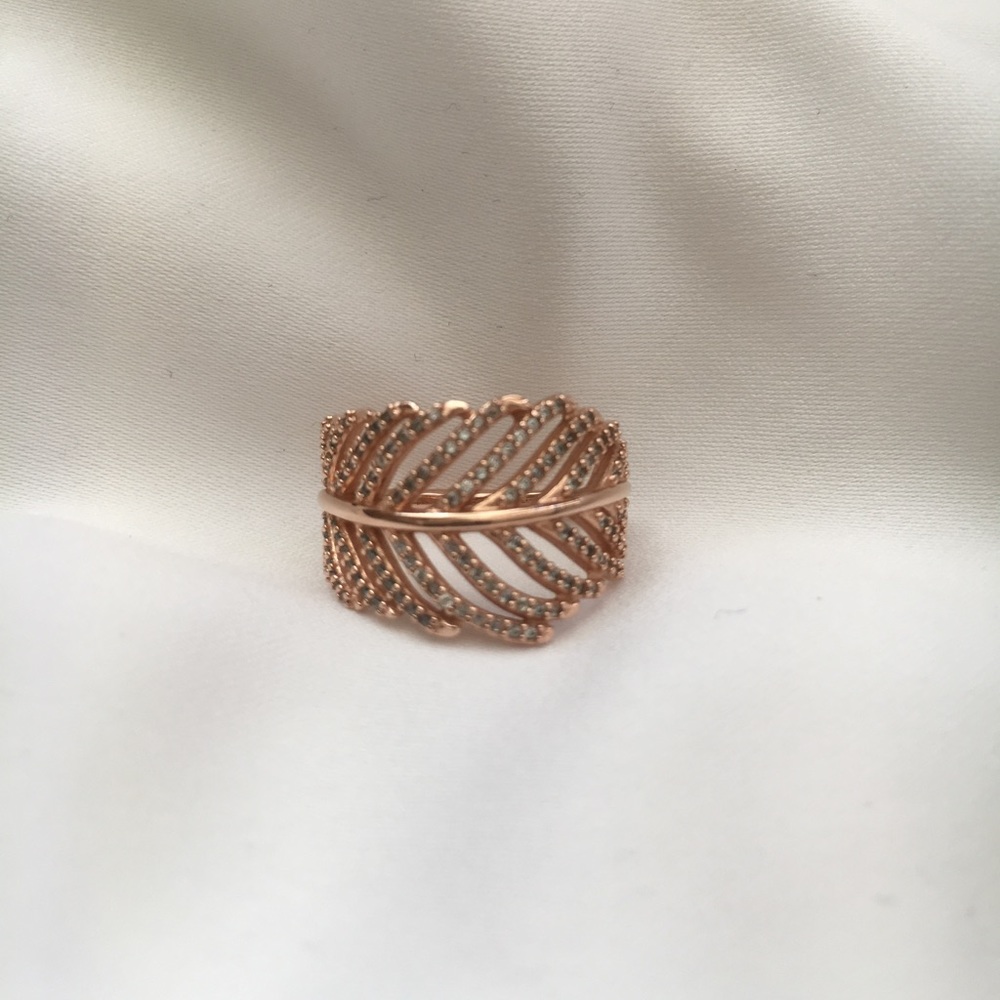 Pandora Light as a Feather Rose & CZ Ring