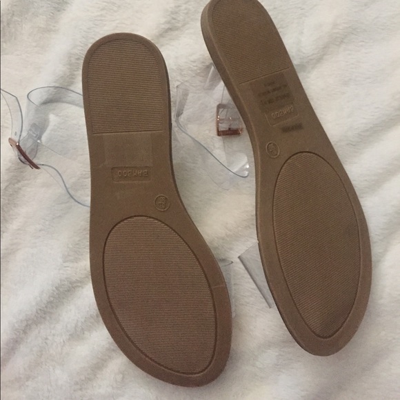 Clear Simple Strap Flat Sandals - Picture 2 of 2