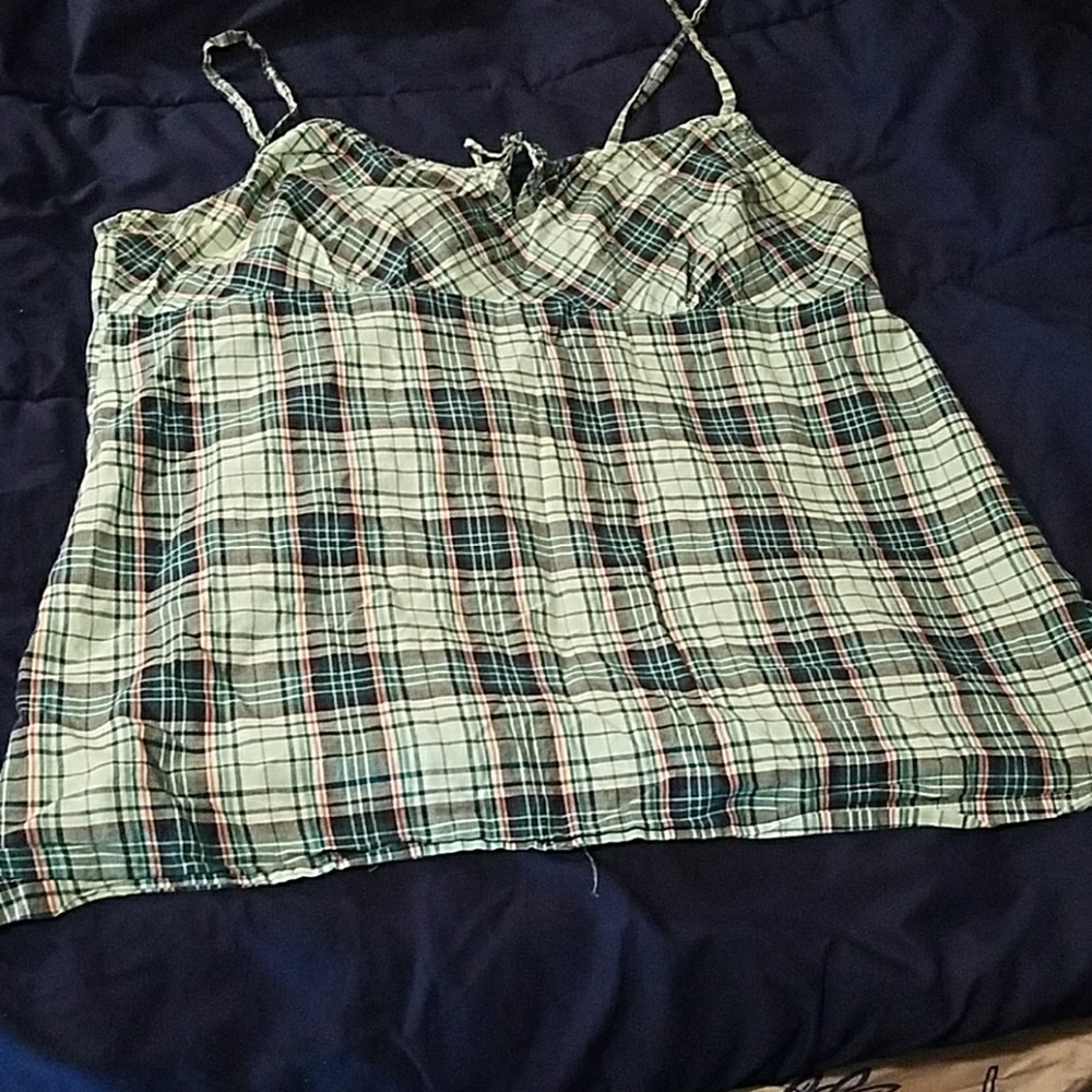 Blue plaid tank top