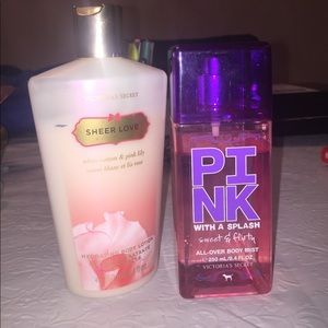 VS PINK body mist and lotion