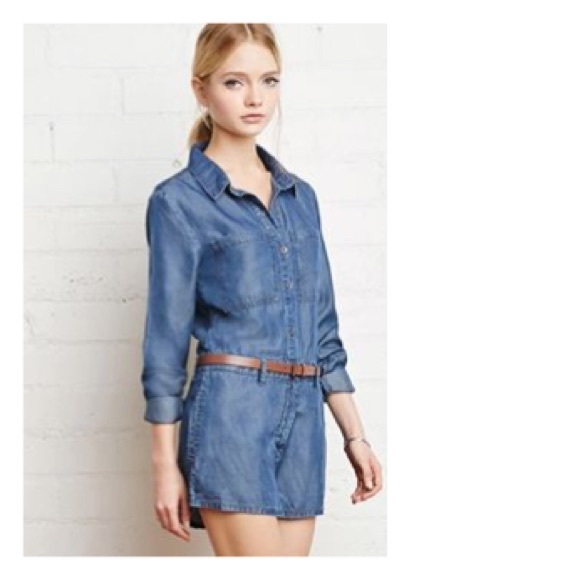 Forever 21 Pants - Small | Forever 21 Denim Long Sleeve Romper