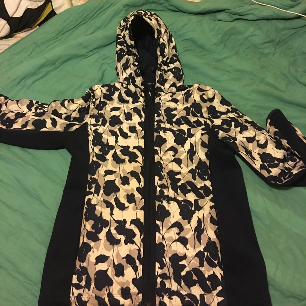 J. Crew Gorgeous Blue Flower Hooded Jacket