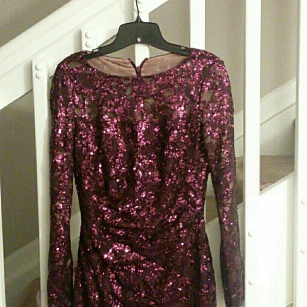 Ralph Lauren Eggplant Sequined Evening Dress