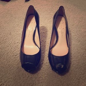 Jessica Simpson Peep-toe patent leather heels