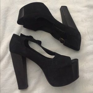 Black Suede platform heels