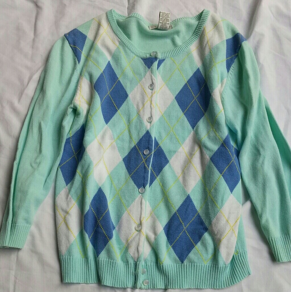 Aqua Argyle Sweater