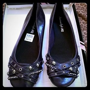 Dark purple studded flats