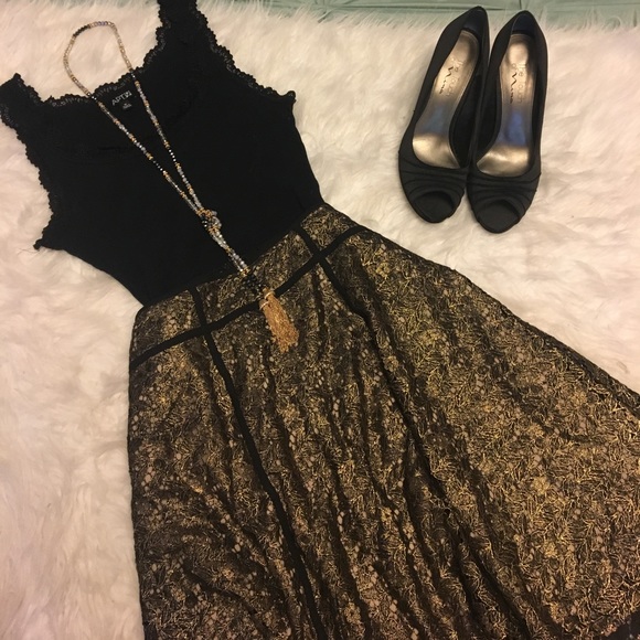 Apt. 9 Tops - Apt. 9  BLACK LACE STRAP TANK TOP