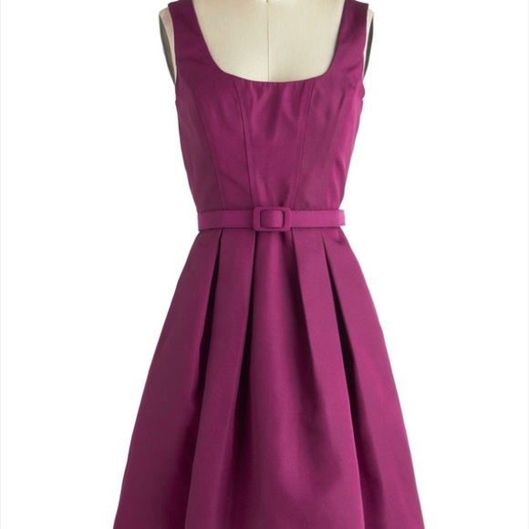 Raspberry Belted Retro look Cocktail Dress - Picture 7 of 8