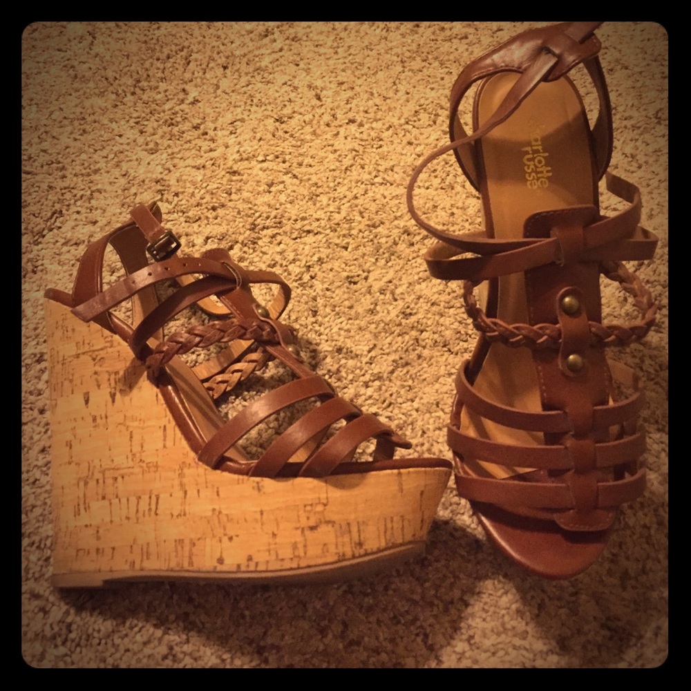 Charlotte Russe Brown and Tan Wedges