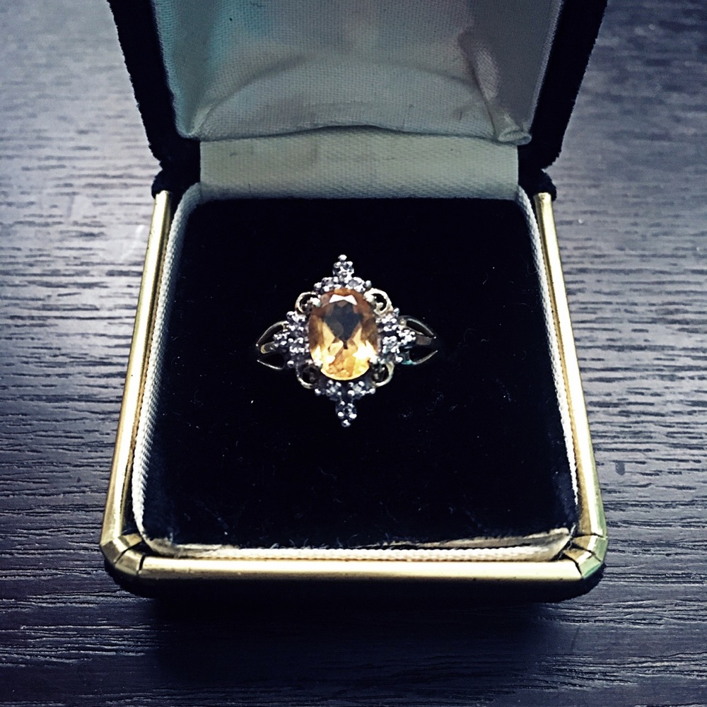 10k Solid Gold Citrine and Diamond Ring