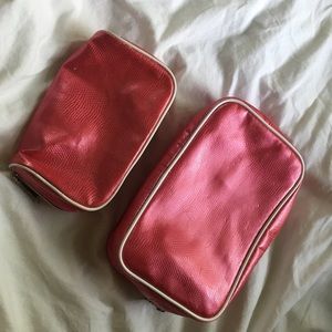 pink snakeskin cosmetic bags
