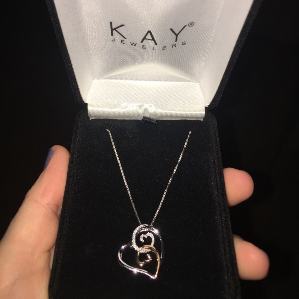 Open Hearts Necklace Diamond Accents