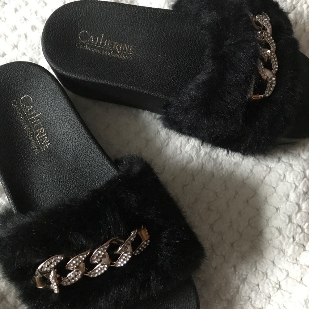 Catherine Melendrino Faux Fur Slides Slippers