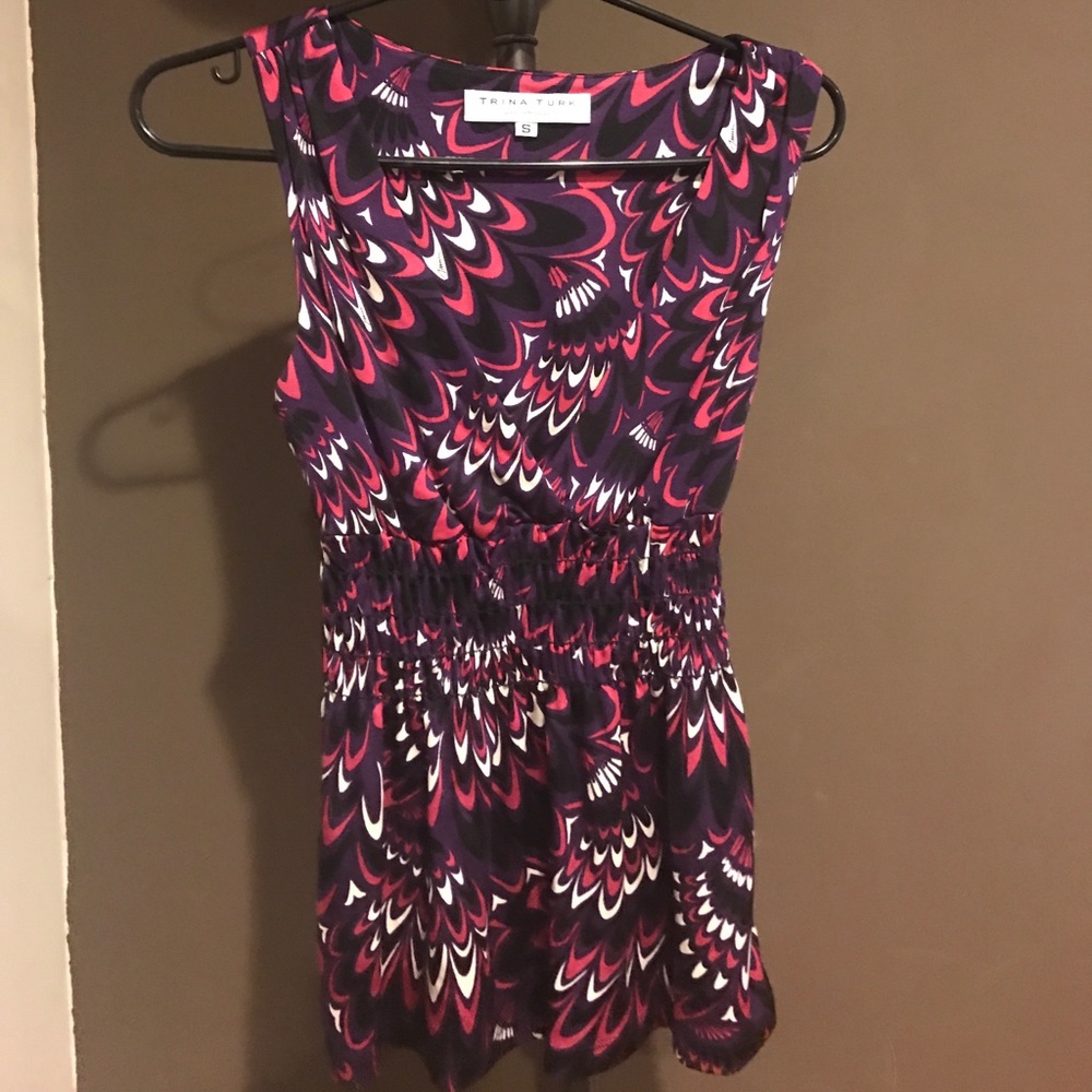 Trina Turk bohemian purple silk top, size S