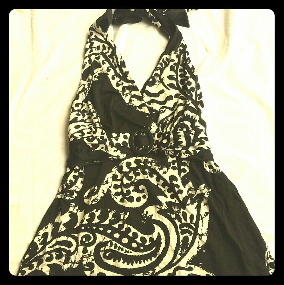 Black and White Paisley Halter Top