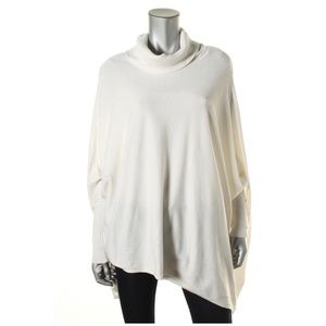 White Turtleneck Dolman Sleeves Poncho Top S