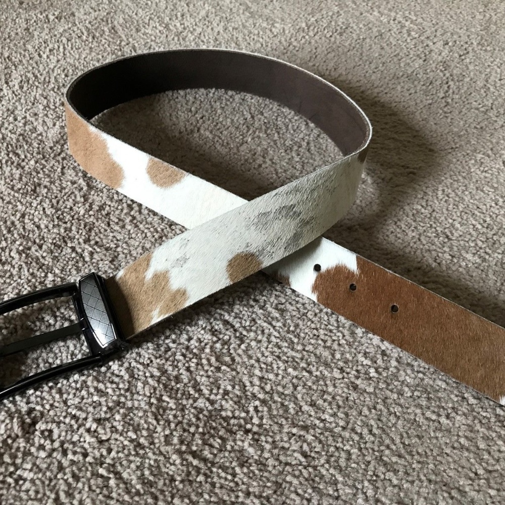 Fur Belt Waistband Genuine Leather Brown Real Fur - Picture 6 of 8