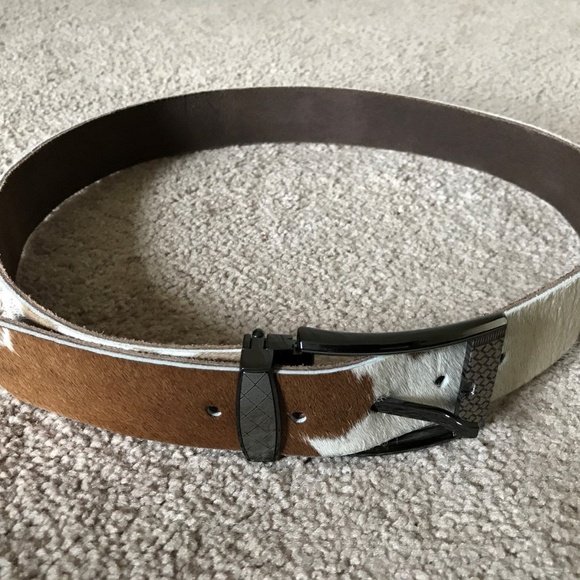 Fur Belt Waistband Genuine Leather Brown Real Fur - Picture 4 of 8
