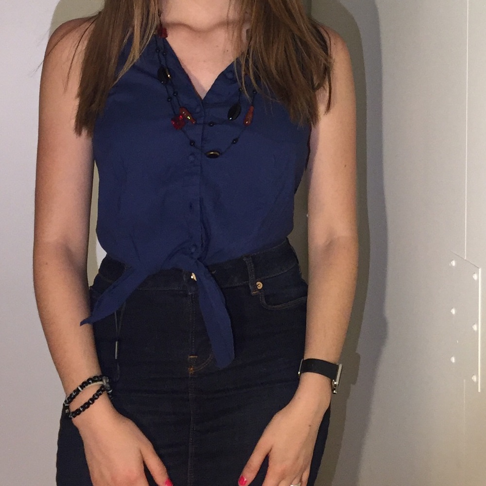 Navy Blue Cropped Top