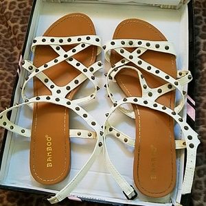 Bamboo white studded sandals
