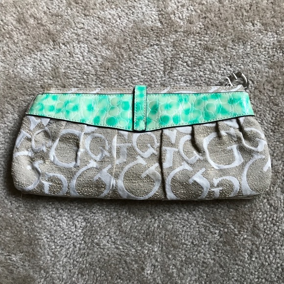 Guess Tan & Mint Green Clutch - Picture 2 of 7