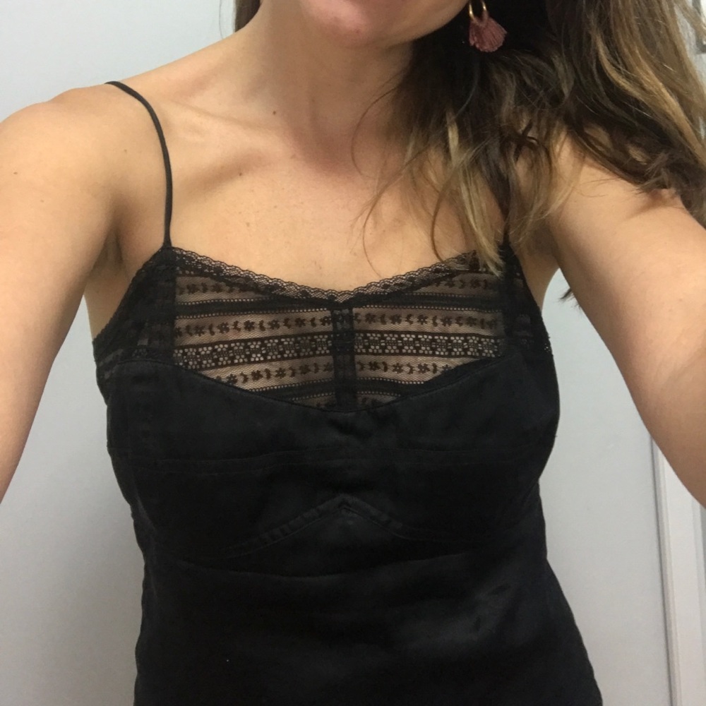 Ya- Ya 100% silk sexy black embroidered tank
