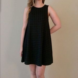 Socialite Black and Hunter Green Plaid Shift Dress