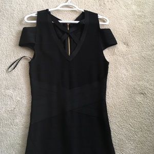 Black Bebe cutout sleeve dress