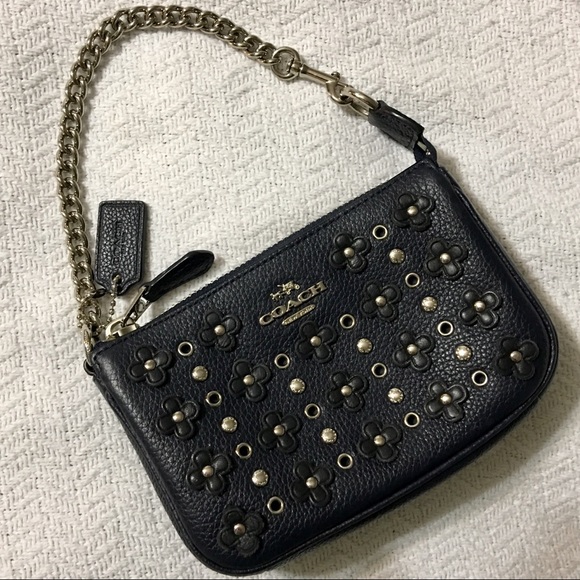 Coach Handbags - Coach Navy Blue, Black & Silver Clutch Wallet
