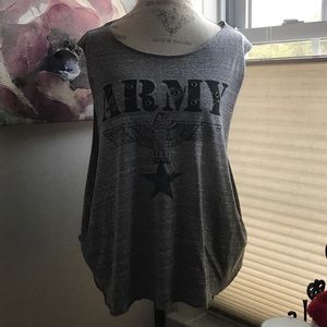 Distressed Muscle Tee- Army inspired