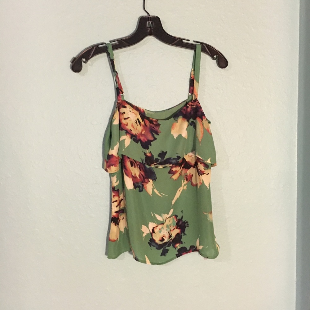 Cabi green floral tank top