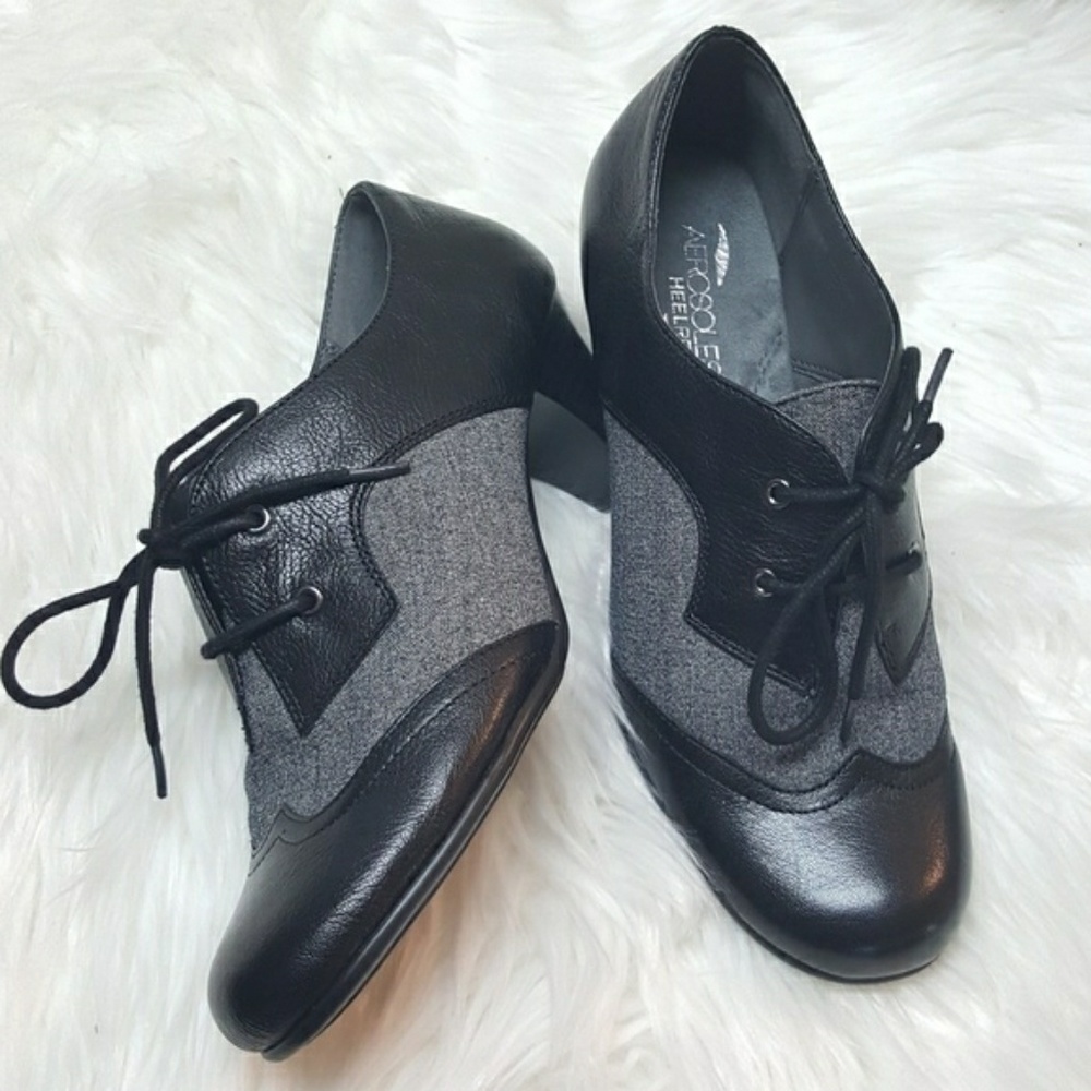 🎆Black and grey COMFY oxford heels🎆