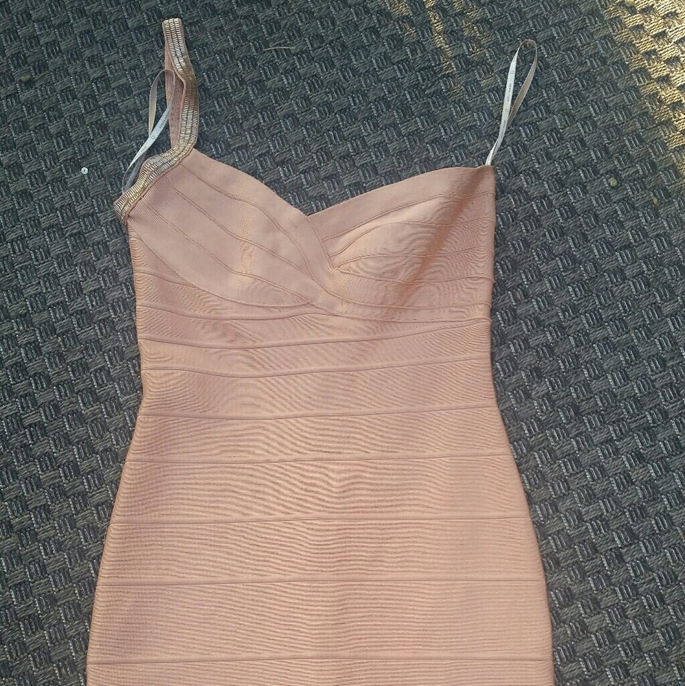 HERVE LEGER Authentic Bandage Dress M Peach