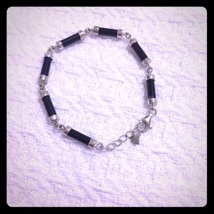 Silver with black stones bracelet