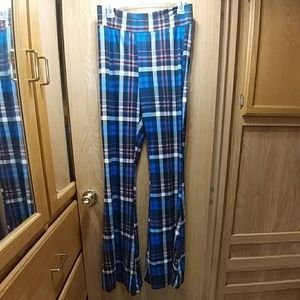 Orange, Blue, Black, & White Plaid Bellbottoms