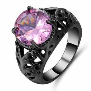 Pink Sapphire Black Gold Filled Ring