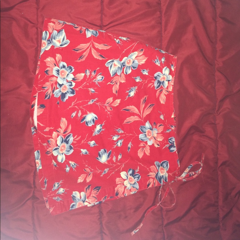 Red floral side tie skirt