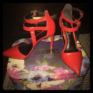 Sexy red strappy heels