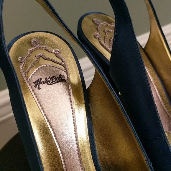 Hale Bob Money Slate Blue Satin Sling Back NWT - Picture 2 of 7