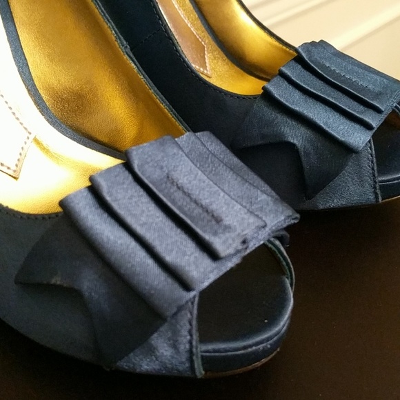 Hale Bob Money Slate Blue Satin Sling Back NWT - Picture 3 of 7