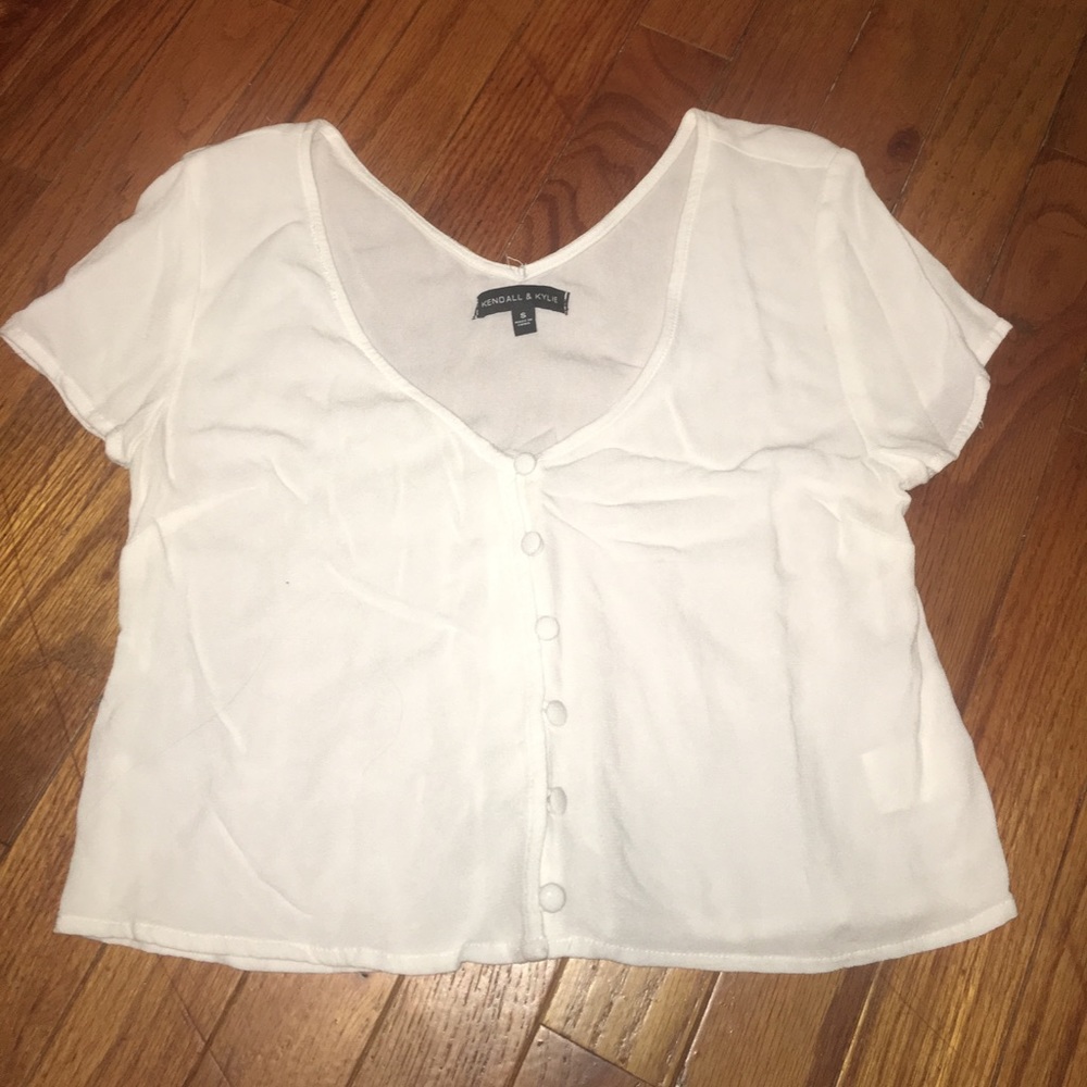 white button crop top