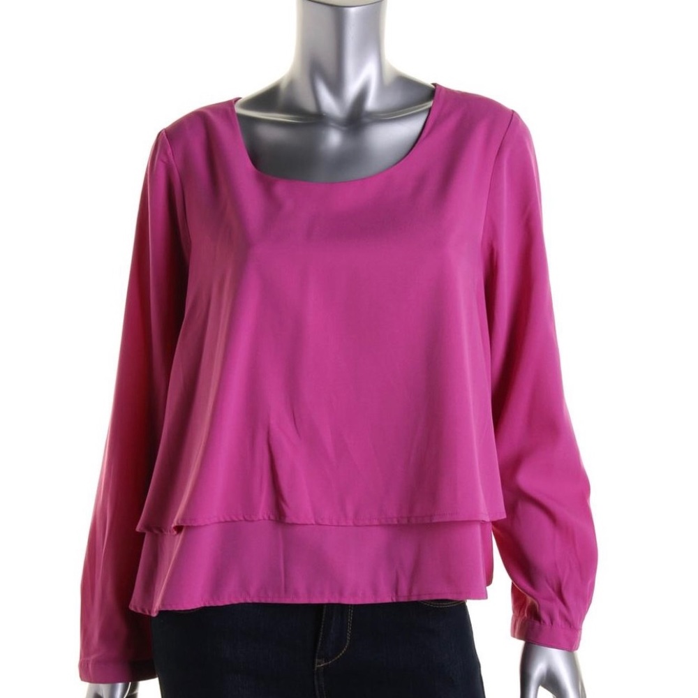 Bar III Hot Pink Layer Pullover Top Blouse XS